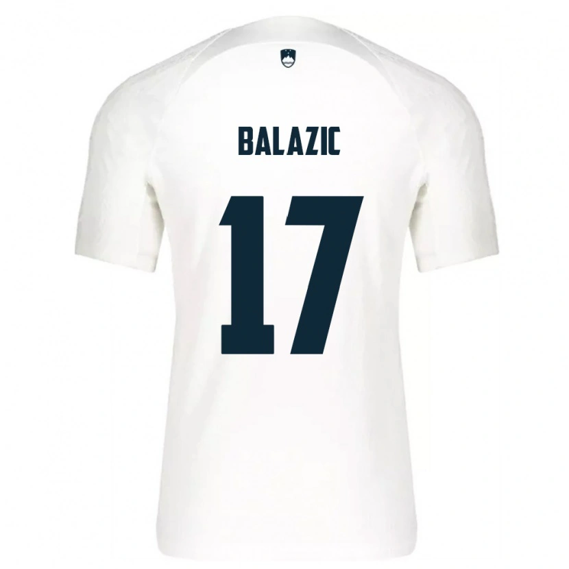 Danxen Mujer Camiseta Eslovenia Maj Balazic #17 Blanco Azul 1ª Equipación 26-28 La Camisa