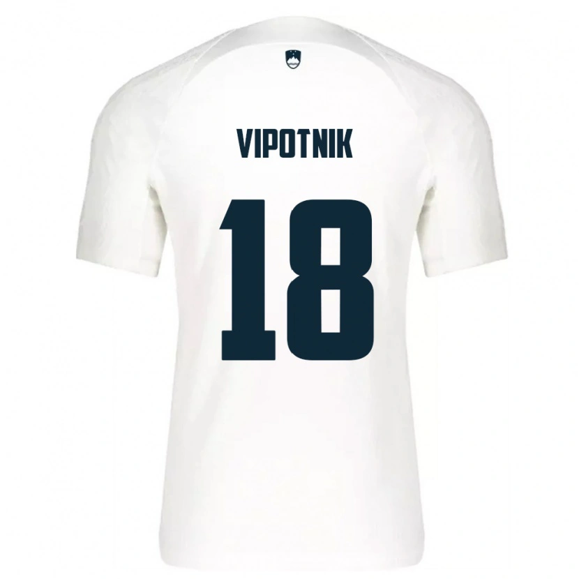 Danxen Mujer Camiseta Eslovenia Žan Vipotnik #18 Blanco Azul 1ª Equipación 26-28 La Camisa