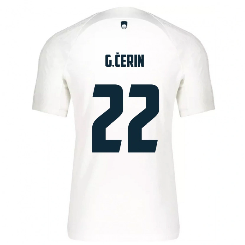 Danxen Mujer Camiseta Eslovenia Adam Gnezda Cerin #22 Blanco Azul 1ª Equipación 26-28 La Camisa