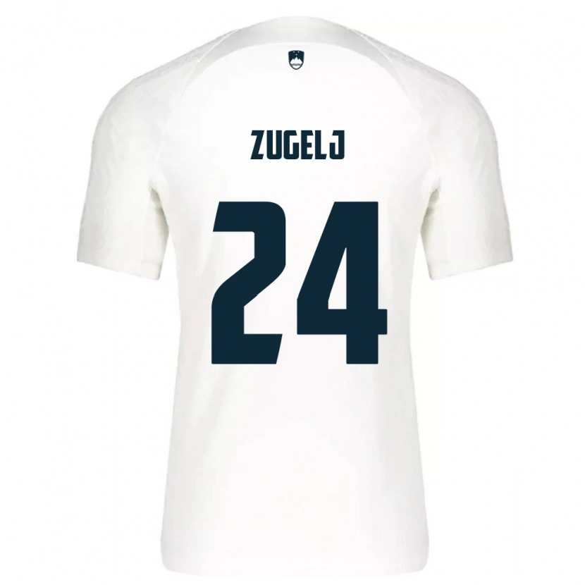 Danxen Mujer Camiseta Eslovenia Nino Zugelj #24 Blanco Azul 1ª Equipación 26-28 La Camisa