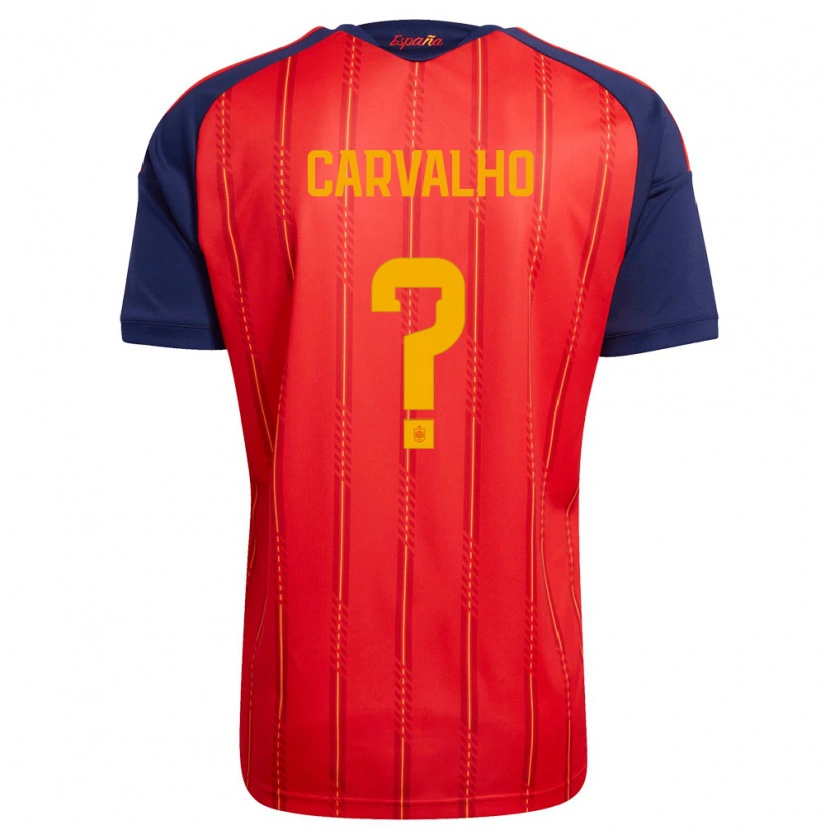 Danxen Mujer Camiseta España Miguel Carvalho #0 Rojo Marino Amarillo 1ª Equipación 26-28 La Camisa