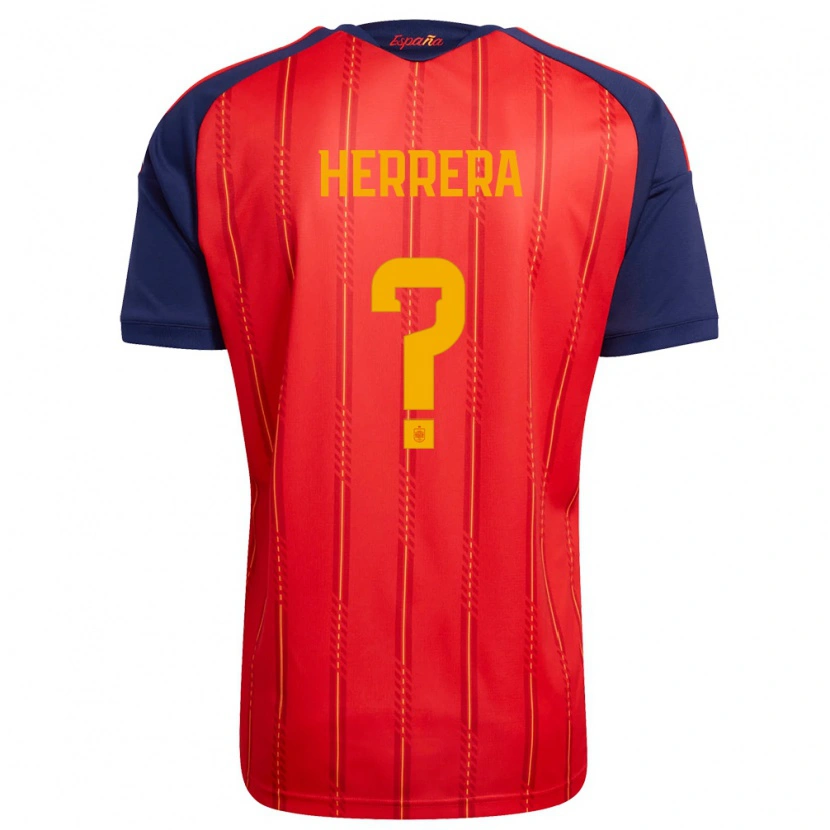 Danxen Mujer Camiseta España Iker Herrera #0 Rojo Marino Amarillo 1ª Equipación 26-28 La Camisa
