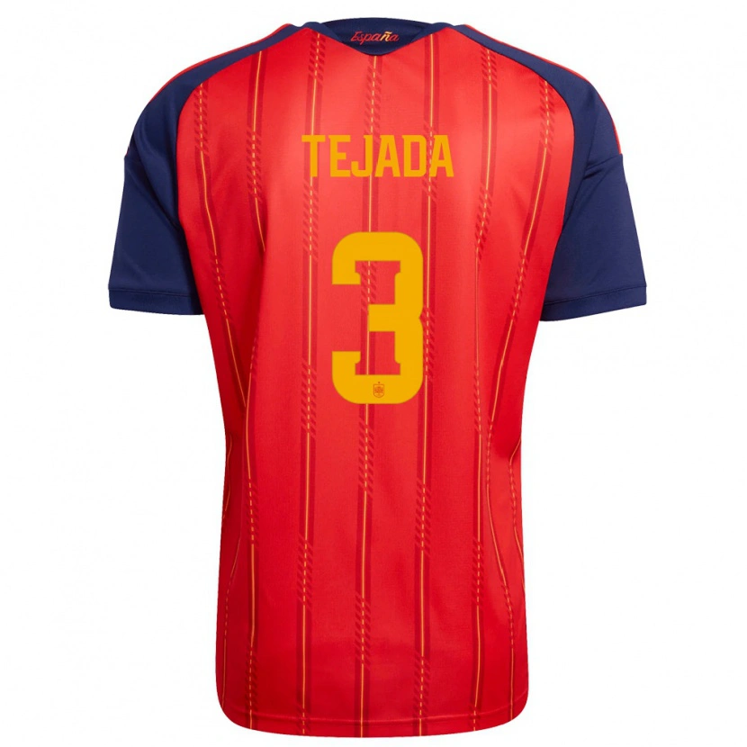 Danxen Mujer Camiseta España Ana Tejada #3 Rojo Marino Amarillo 1ª Equipación 26-28 La Camisa