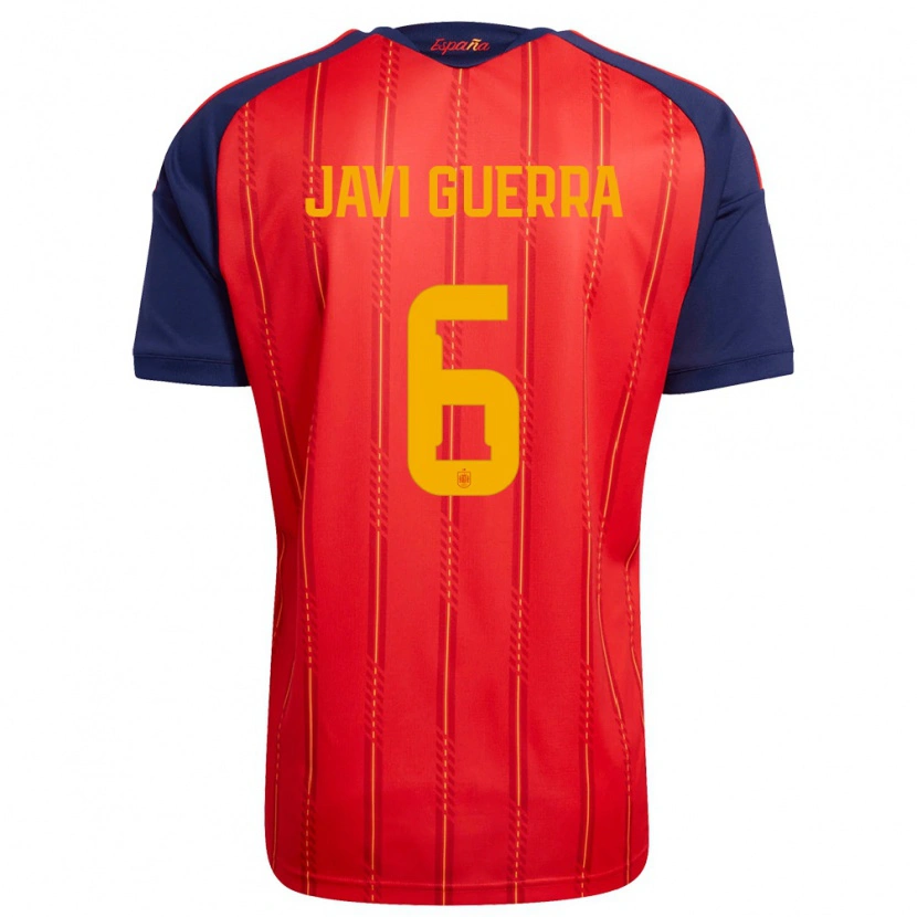 Danxen Mujer Camiseta España Javi Guerra #6 Rojo Marino Amarillo 1ª Equipación 26-28 La Camisa