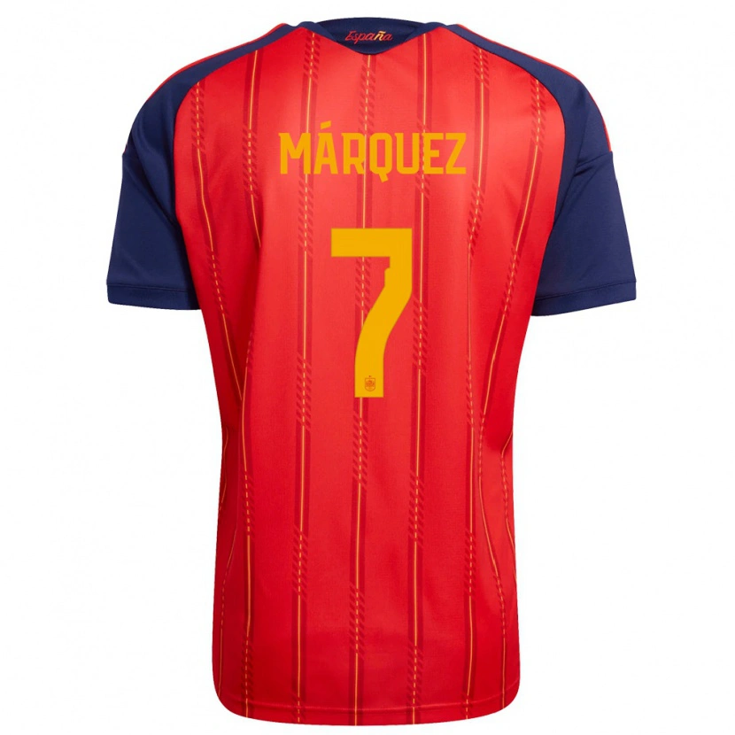 Danxen Mujer Camiseta España Rosa Marquez #7 Rojo Marino Amarillo 1ª Equipación 26-28 La Camisa