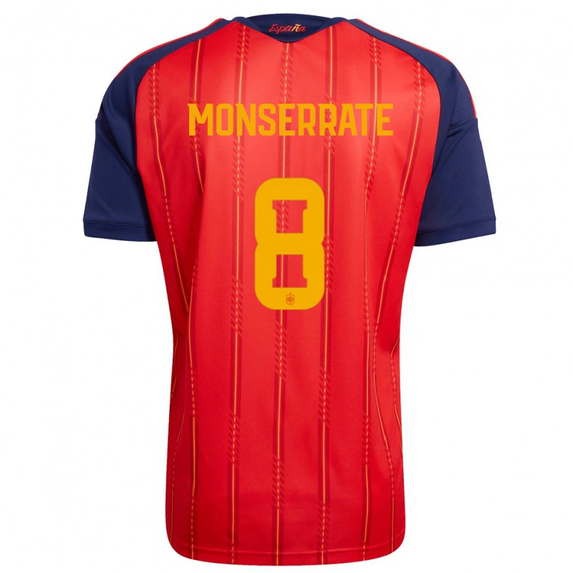 Danxen Mujer Camiseta España Jano Monserrate #8 Rojo Marino Amarillo 1ª Equipación 26-28 La Camisa