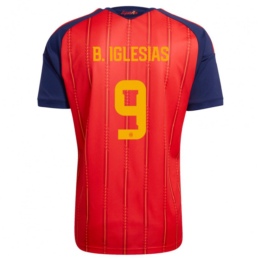 Danxen Mujer Camiseta España Borja Iglesias #9 Rojo Marino Amarillo 1ª Equipación 26-28 La Camisa