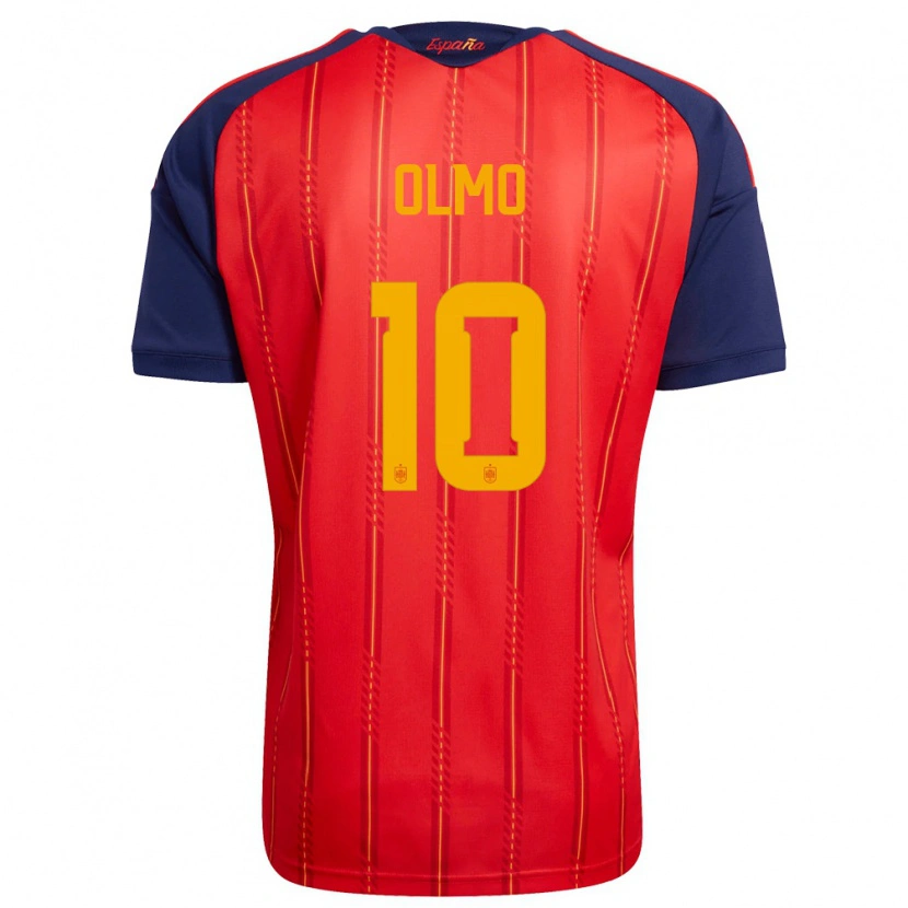 Danxen Mujer Camiseta España Dani Olmo #10 Rojo Marino Amarillo 1ª Equipación 26-28 La Camisa