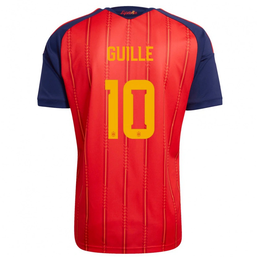 Danxen Mujer Camiseta España Guille Fernández #10 Rojo Marino Amarillo 1ª Equipación 26-28 La Camisa