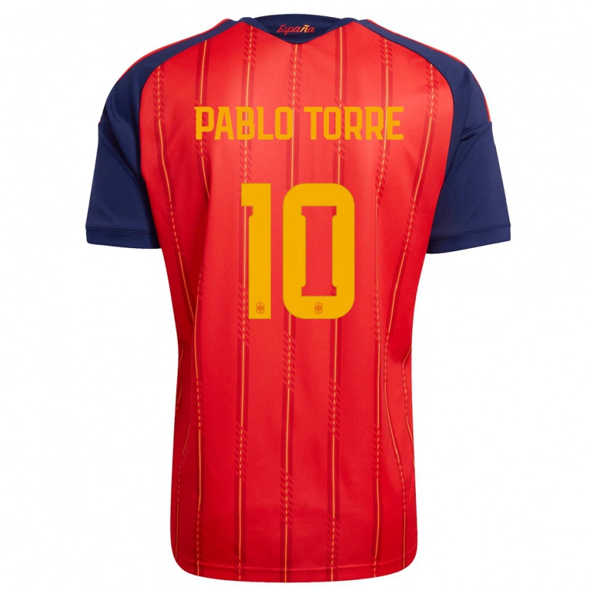 Danxen Mujer Camiseta España Pablo Torre #10 Rojo Marino Amarillo 1ª Equipación 26-28 La Camisa