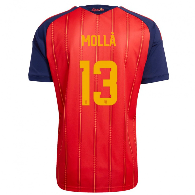 Danxen Mujer Camiseta España Pablo Mollà #13 Rojo Marino Amarillo 1ª Equipación 26-28 La Camisa