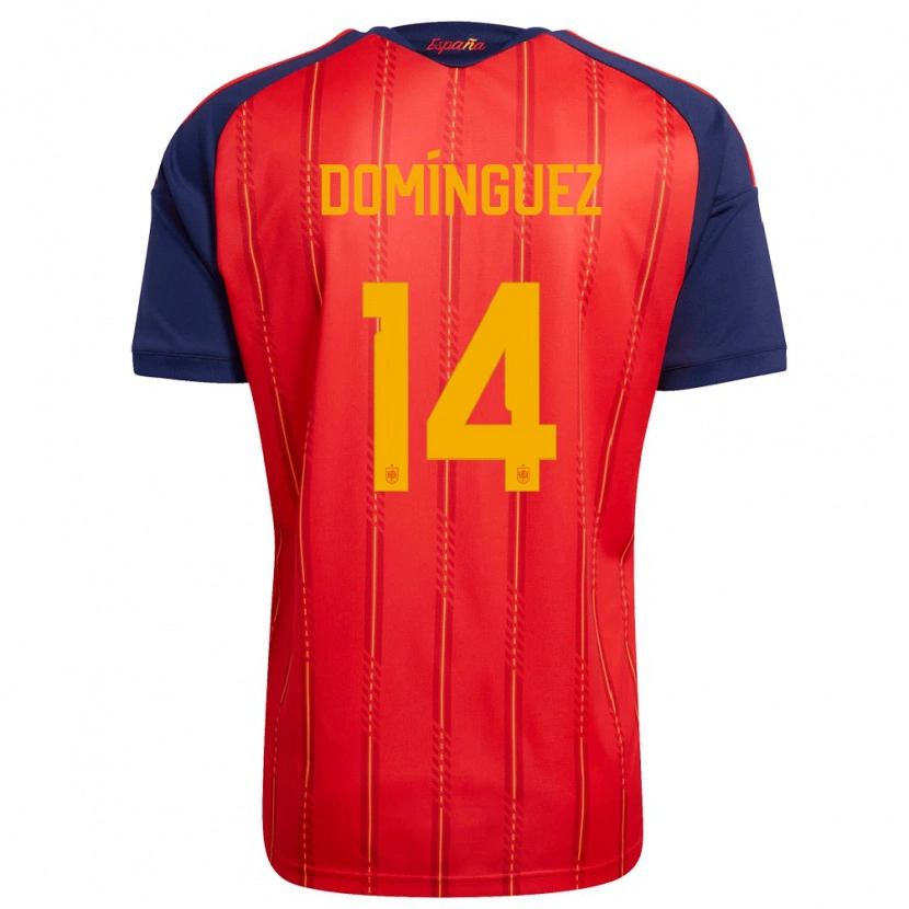 Danxen Mujer Camiseta España Sergi Domínguez #14 Rojo Marino Amarillo 1ª Equipación 26-28 La Camisa