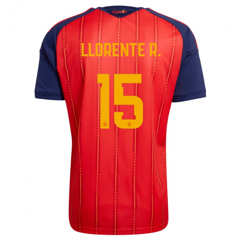 Danxen Mujer Camiseta España Diego Llorente #15 Rojo Marino Amarillo 1ª Equipación 26-28 La Camisa