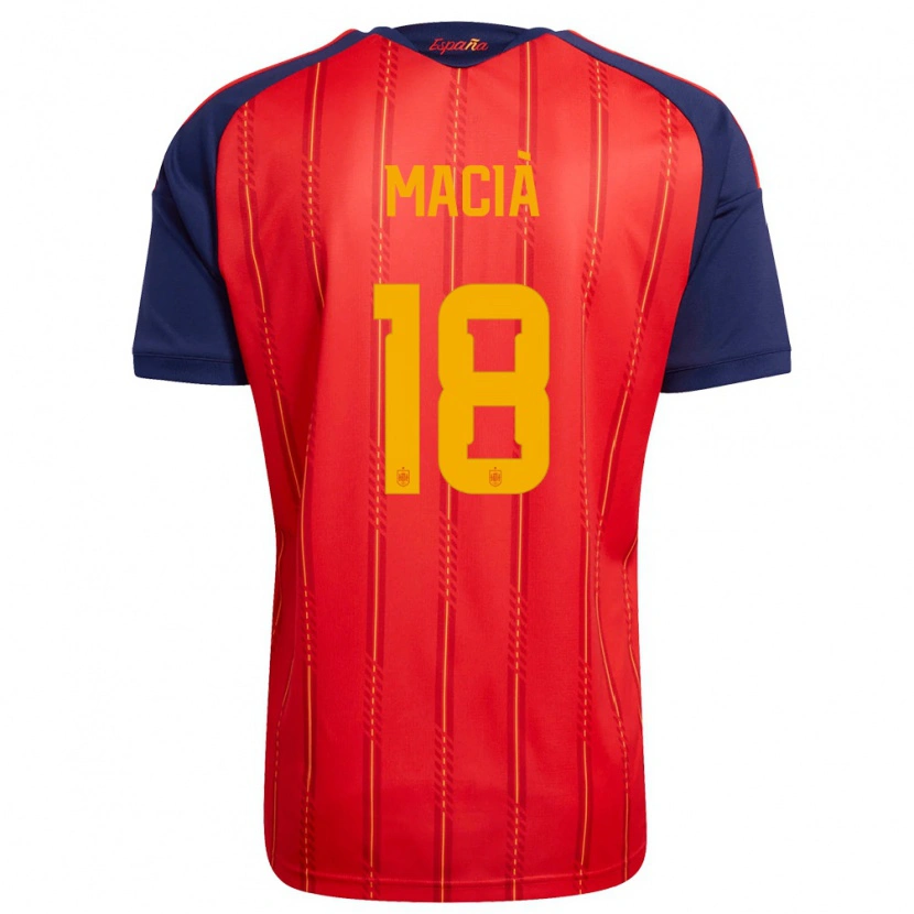 Danxen Mujer Camiseta España Carlos Macià #18 Rojo Marino Amarillo 1ª Equipación 26-28 La Camisa