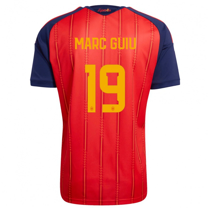 Danxen Mujer Camiseta España Marc Guiu #19 Rojo Marino Amarillo 1ª Equipación 26-28 La Camisa