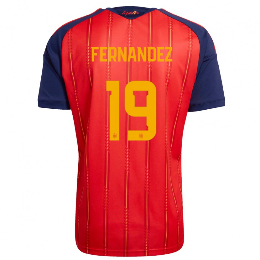 Danxen Mujer Camiseta España Roberto Fernández #19 Rojo Marino Amarillo 1ª Equipación 26-28 La Camisa