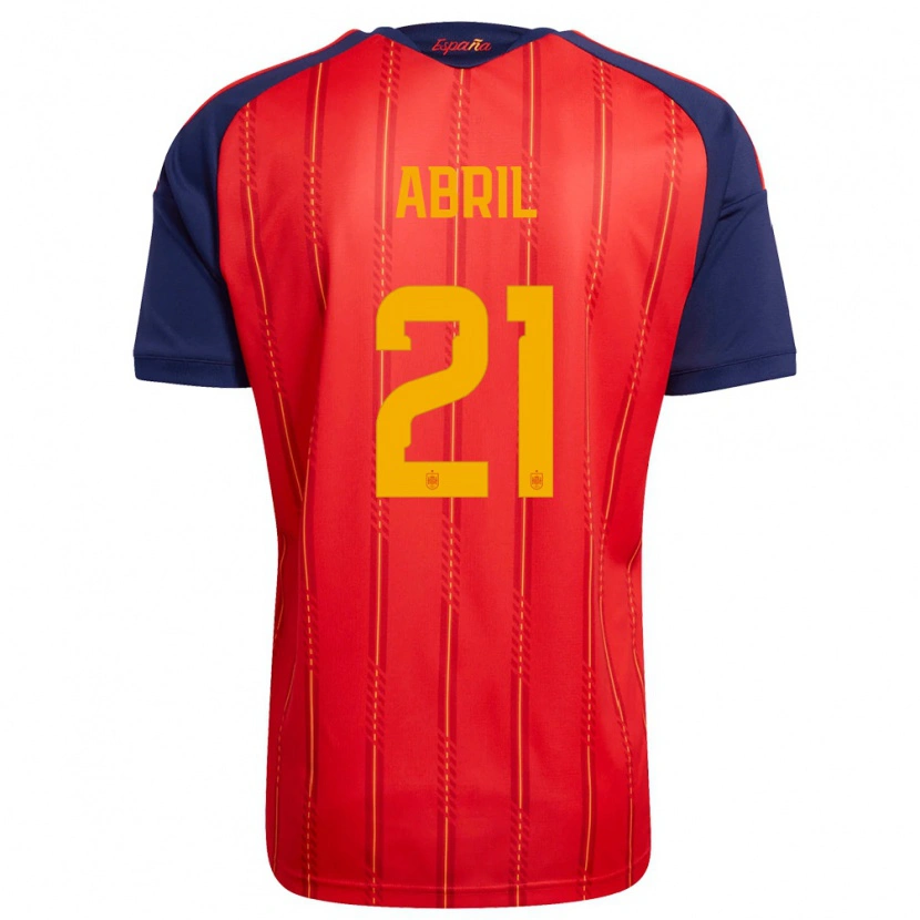 Danxen Mujer Camiseta España Vicent Abril #21 Rojo Marino Amarillo 1ª Equipación 26-28 La Camisa