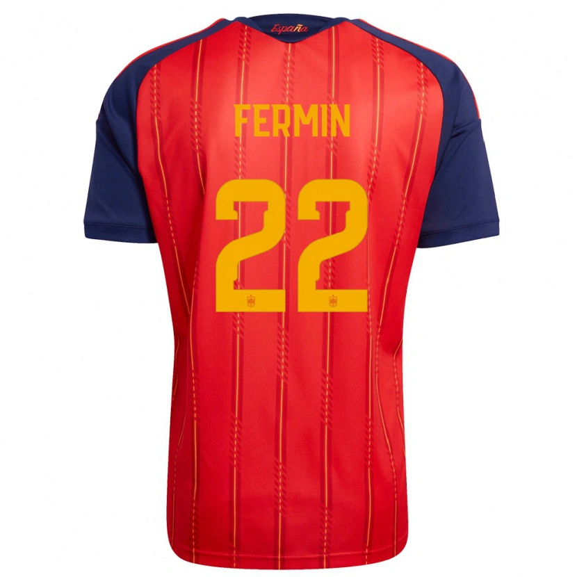 Danxen Mujer Camiseta España Fermín López #22 Rojo Marino Amarillo 1ª Equipación 26-28 La Camisa