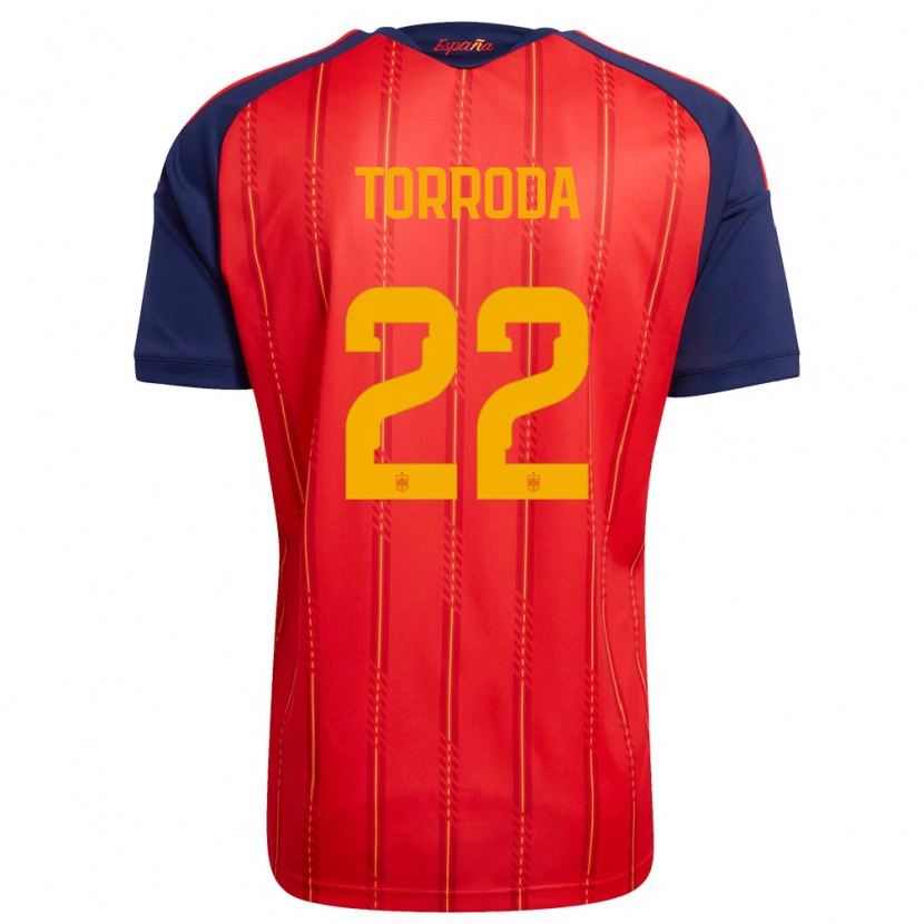 Danxen Mujer Camiseta España Anna Torroda #22 Rojo Marino Amarillo 1ª Equipación 26-28 La Camisa
