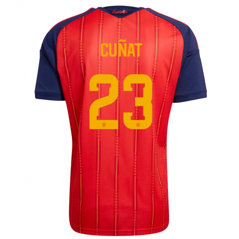 Danxen Mujer Camiseta España Pablo Cuñat #23 Rojo Marino Amarillo 1ª Equipación 26-28 La Camisa