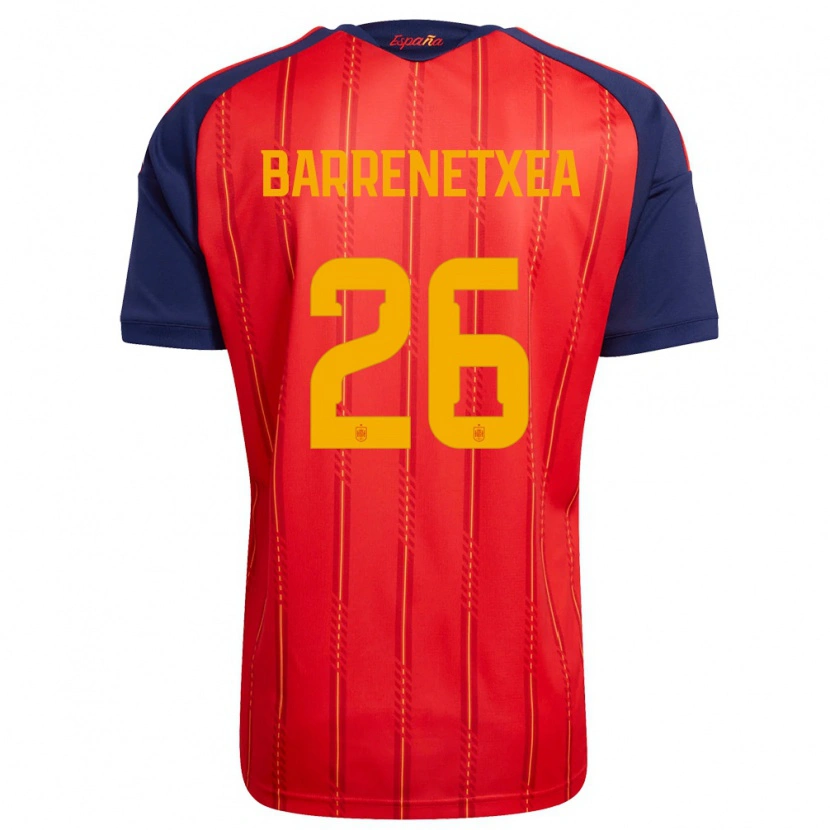 Danxen Mujer Camiseta España Ander Barrenetxea #26 Rojo Marino Amarillo 1ª Equipación 26-28 La Camisa