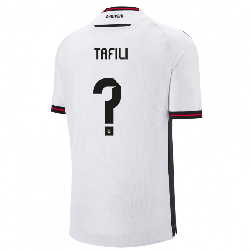 Danxen Mujer Camiseta Albania Ensar Tafili #0 Blanco Negro 2ª Equipación 26-28 La Camisa