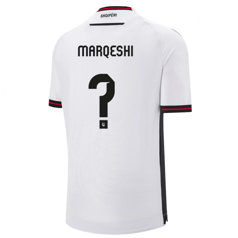 Danxen Mujer Camiseta Albania Ernesto Marqeshi #0 Blanco Negro 2ª Equipación 26-28 La Camisa