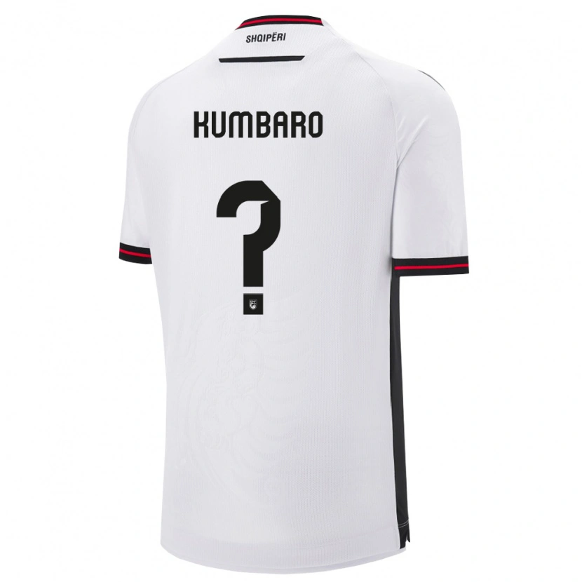 Danxen Mujer Camiseta Albania Alvi Kumbaro #0 Blanco Negro 2ª Equipación 26-28 La Camisa