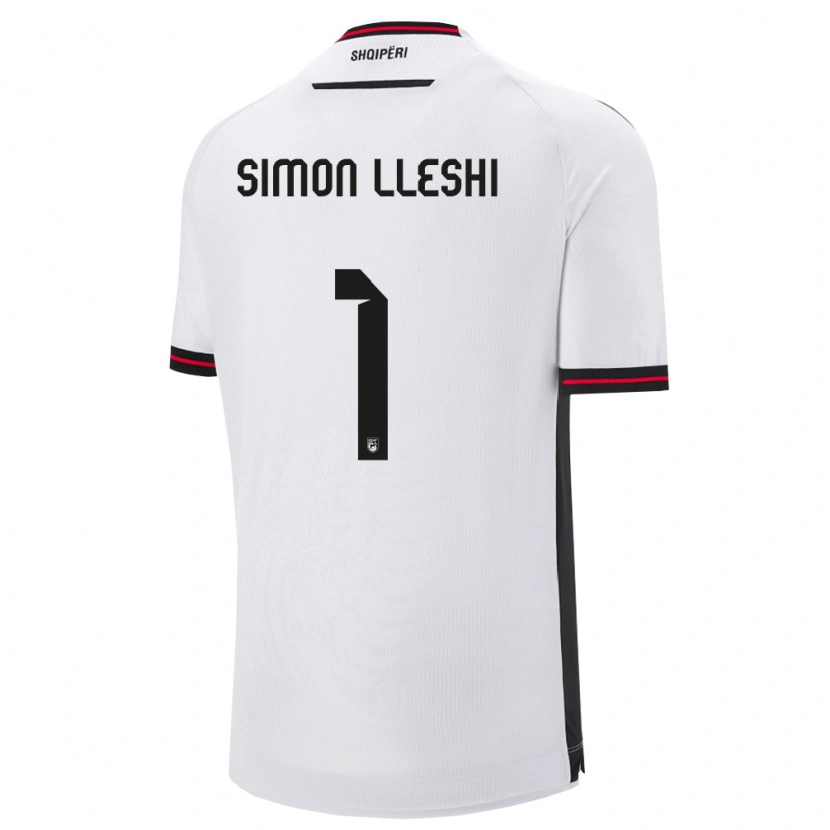 Danxen Mujer Camiseta Albania Simon Lleshi #1 Blanco Negro 2ª Equipación 26-28 La Camisa
