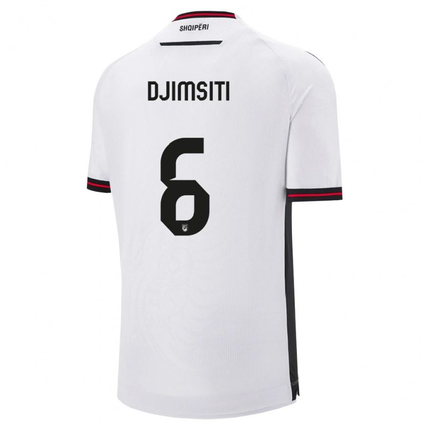 Danxen Mujer Camiseta Albania Berat Djimsiti #6 Blanco Negro 2ª Equipación 26-28 La Camisa
