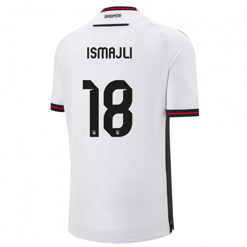Danxen Mujer Camiseta Albania Ardian Ismajli #18 Blanco Negro 2ª Equipación 26-28 La Camisa