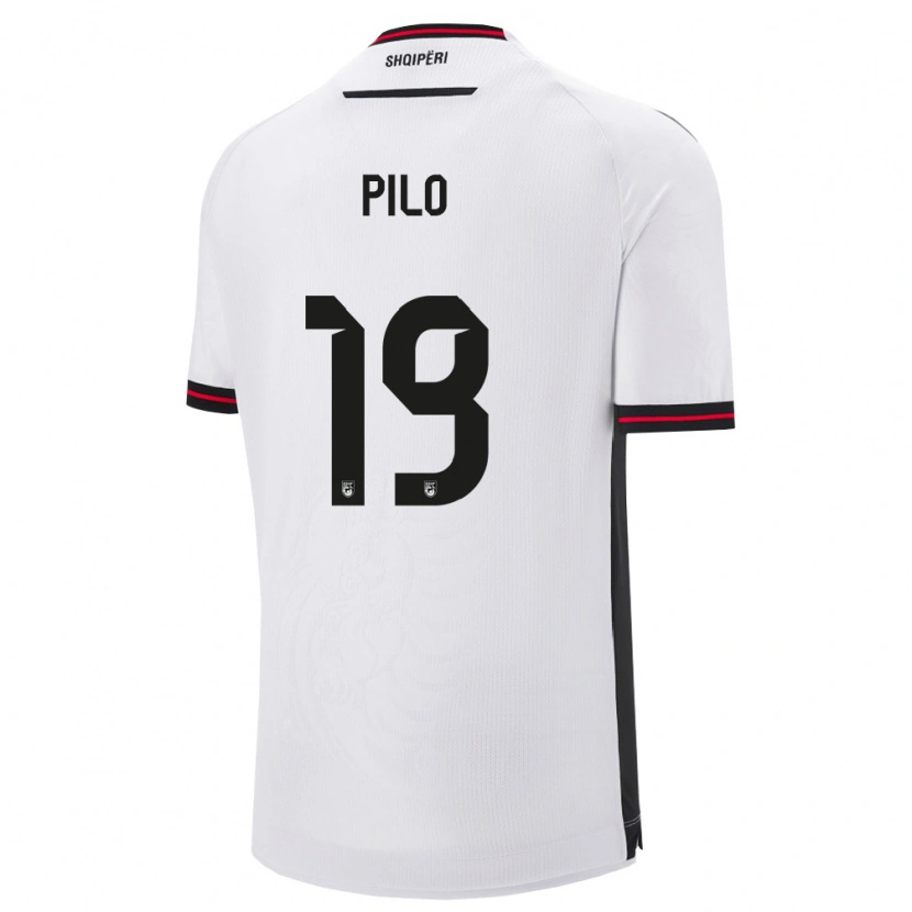 Danxen Mujer Camiseta Albania Stavro Pilo #19 Blanco Negro 2ª Equipación 26-28 La Camisa