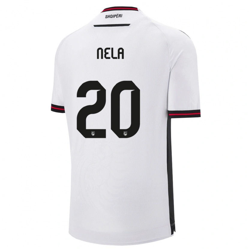 Danxen Mujer Camiseta Albania Rinaldo Nela #20 Blanco Negro 2ª Equipación 26-28 La Camisa