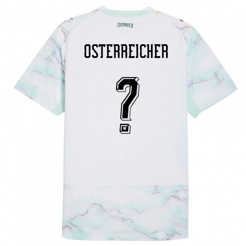 Danxen Mujer Camiseta Austria Marijan Österreicher #0 Blanco Verde Oro 2ª Equipación 26-28 La Camisa