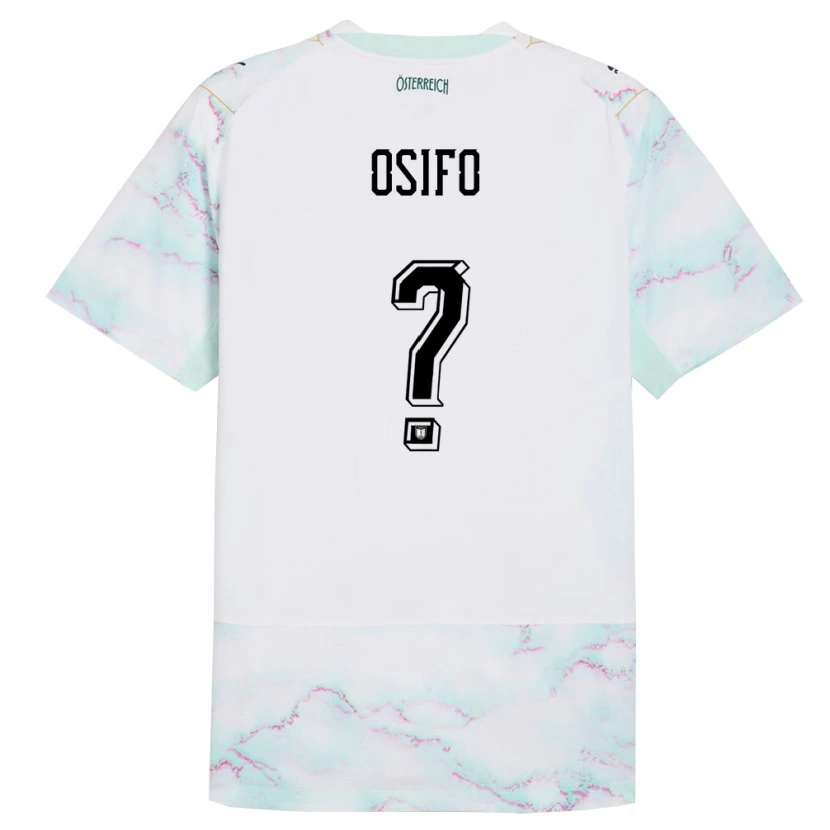 Danxen Mujer Camiseta Austria David Osifo #0 Blanco Verde Oro 2ª Equipación 26-28 La Camisa