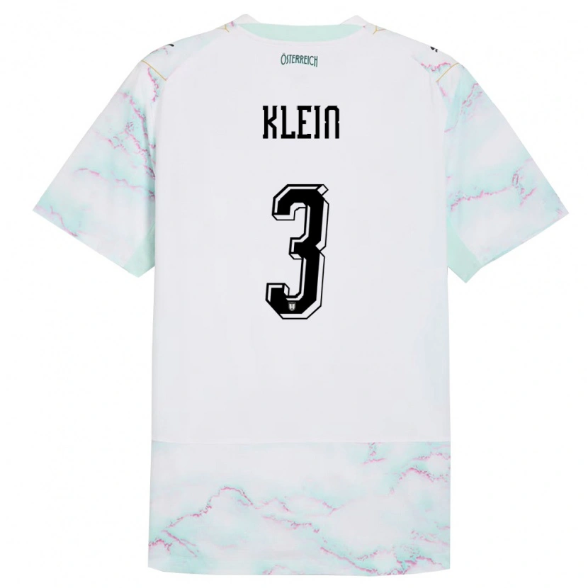 Danxen Mujer Camiseta Austria Jennifer Klein #3 Blanco Verde Oro 2ª Equipación 26-28 La Camisa