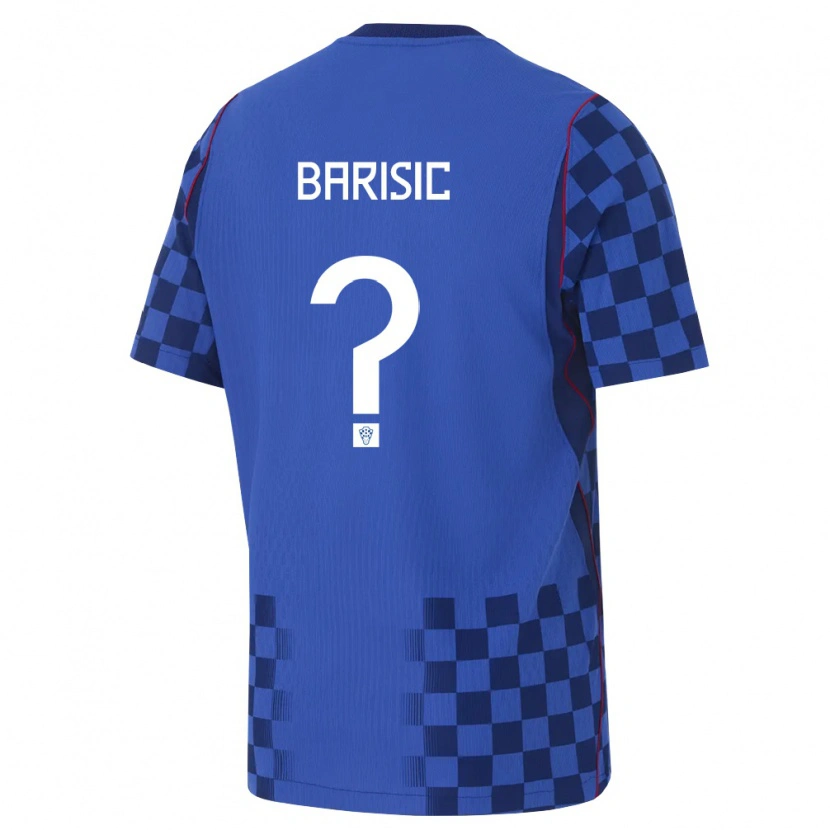 Danxen Mujer Camiseta Croacia Bartol Barisic #0 Azul Marino Rojo 2ª Equipación 26-28 La Camisa