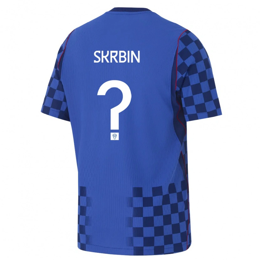 Danxen Mujer Camiseta Croacia Vinko Skrbin #0 Azul Marino Rojo 2ª Equipación 26-28 La Camisa