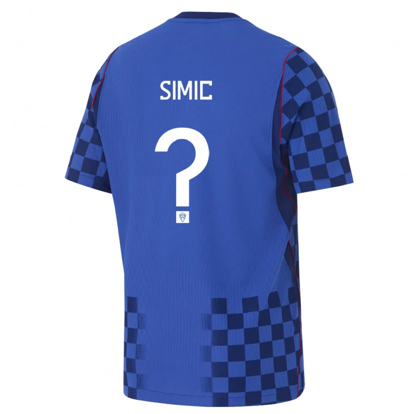 Danxen Mujer Camiseta Croacia Nikolas Simic #0 Azul Marino Rojo 2ª Equipación 26-28 La Camisa