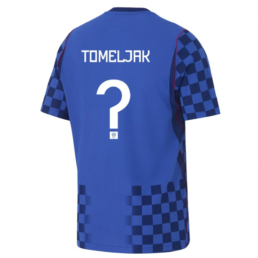 Danxen Mujer Camiseta Croacia Noa Tomeljak #0 Azul Marino Rojo 2ª Equipación 26-28 La Camisa