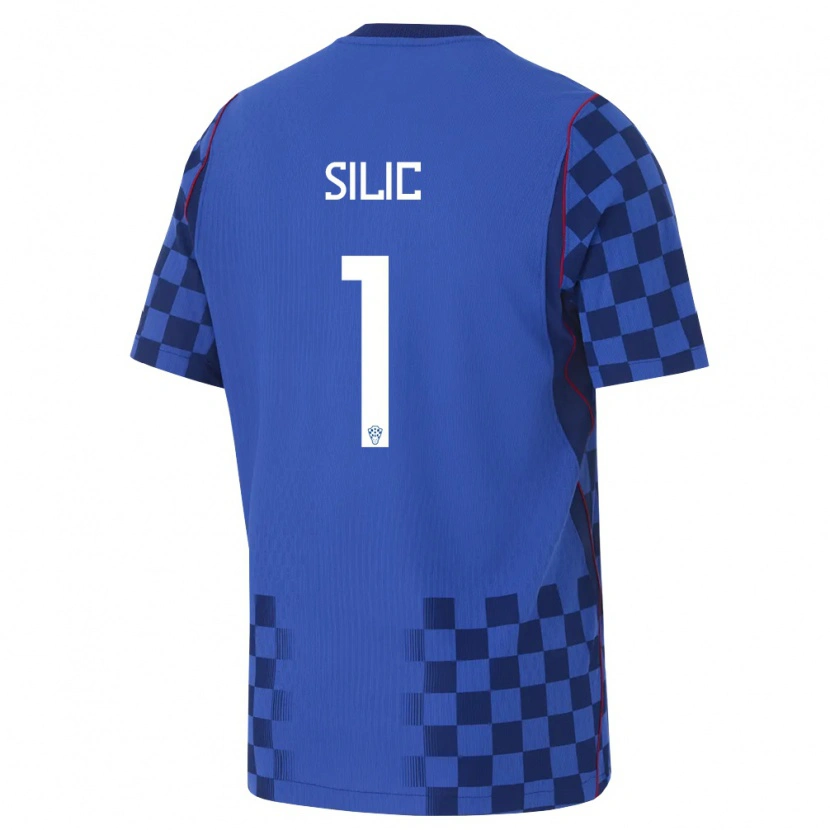 Danxen Mujer Camiseta Croacia Toni Silic #1 Azul Marino Rojo 2ª Equipación 26-28 La Camisa