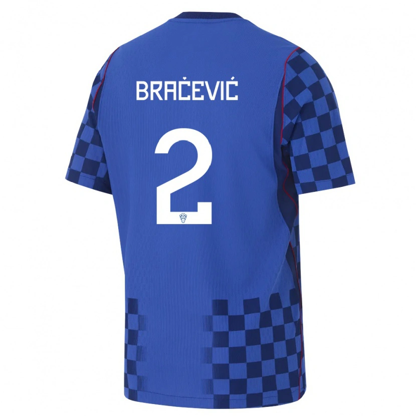 Danxen Mujer Camiseta Croacia Petra Bracevic #2 Azul Marino Rojo 2ª Equipación 26-28 La Camisa