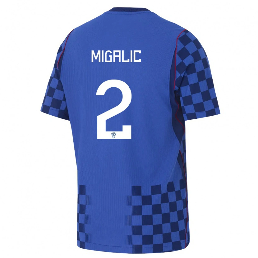 Danxen Mujer Camiseta Croacia Dorian Migalic #2 Azul Marino Rojo 2ª Equipación 26-28 La Camisa