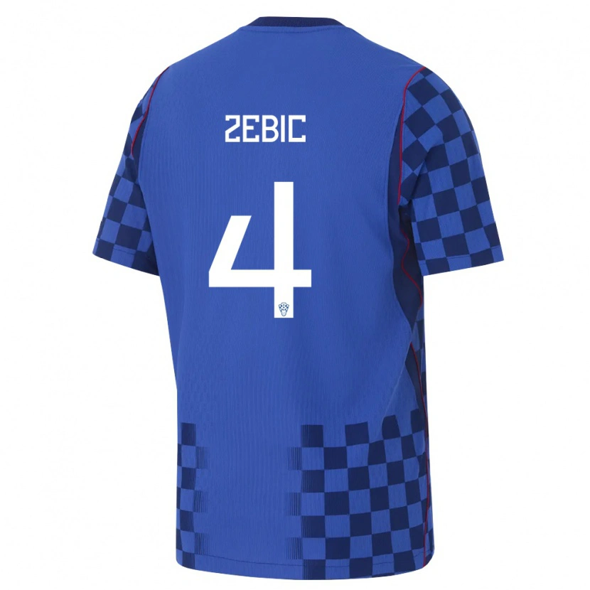 Danxen Mujer Camiseta Croacia Marko Zebic #4 Azul Marino Rojo 2ª Equipación 26-28 La Camisa
