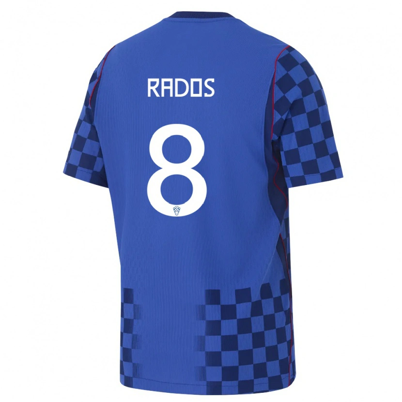 Danxen Mujer Camiseta Croacia Kresimir Rados #8 Azul Marino Rojo 2ª Equipación 26-28 La Camisa