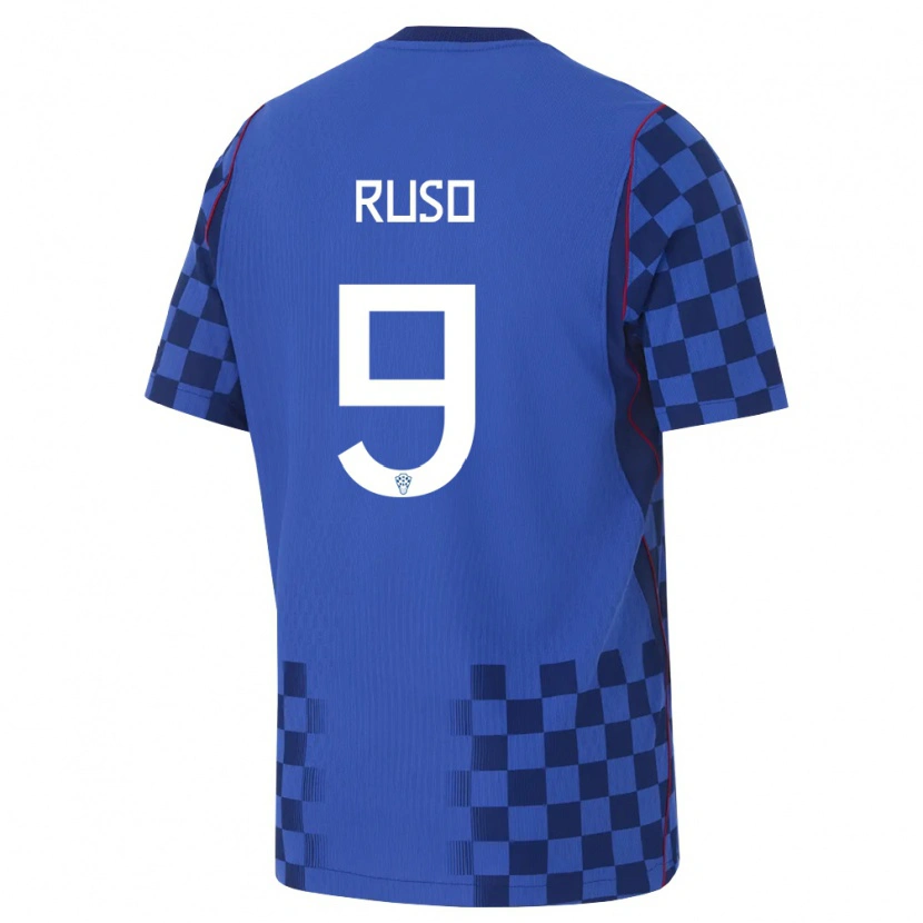 Danxen Mujer Camiseta Croacia Toni Ruso #9 Azul Marino Rojo 2ª Equipación 26-28 La Camisa