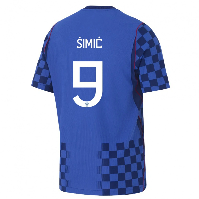 Danxen Mujer Camiseta Croacia Roko Simic #9 Azul Marino Rojo 2ª Equipación 26-28 La Camisa