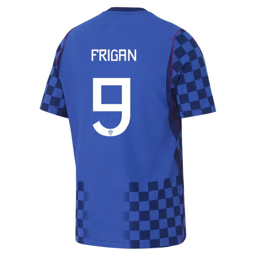Danxen Mujer Camiseta Croacia Matija Frigan #9 Azul Marino Rojo 2ª Equipación 26-28 La Camisa
