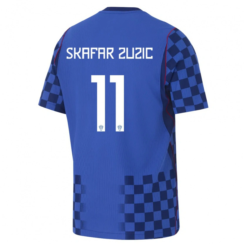 Danxen Mujer Camiseta Croacia Nik Skafar Zuzic #11 Azul Marino Rojo 2ª Equipación 26-28 La Camisa