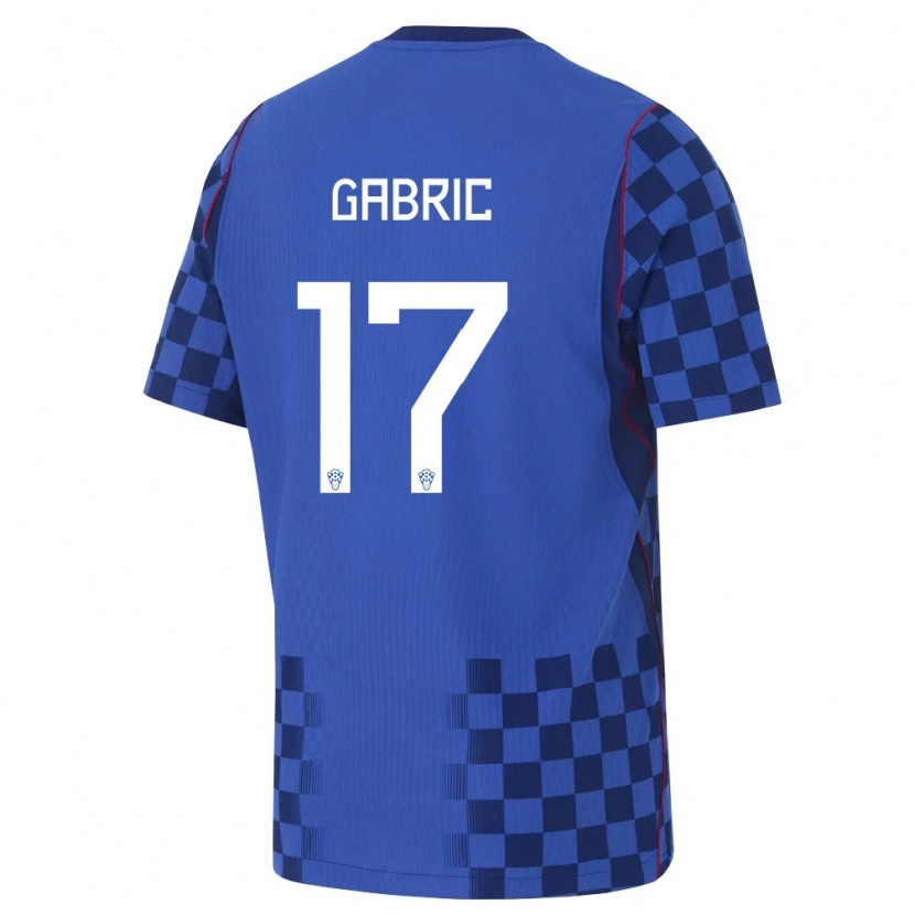 Danxen Mujer Camiseta Croacia Roko Gabric #17 Azul Marino Rojo 2ª Equipación 26-28 La Camisa